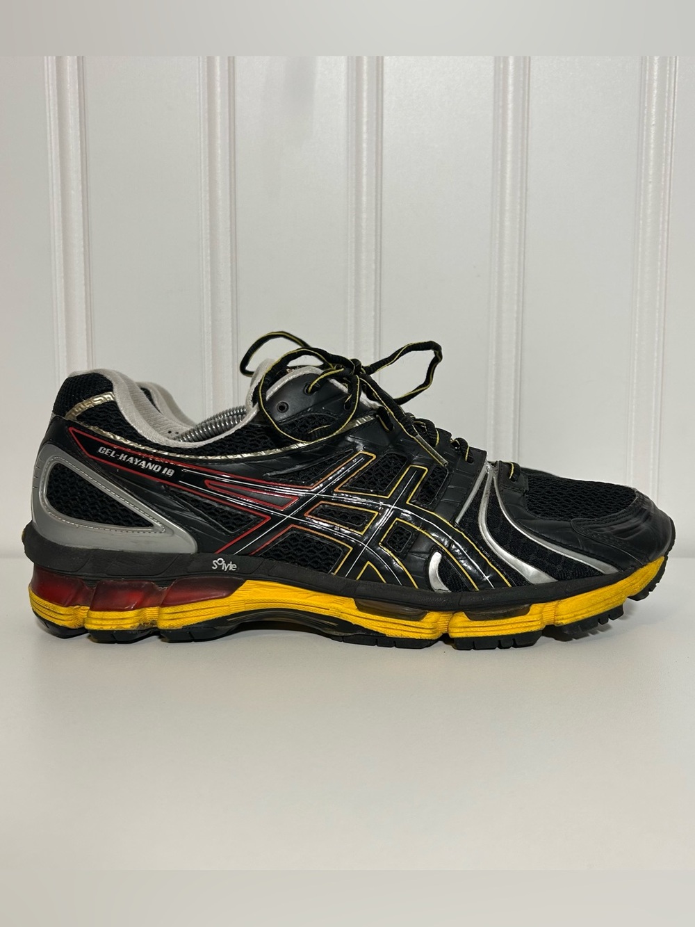 Asics gel kayano 18 Black, Yellow & Red Men's Stability Running Shoe
